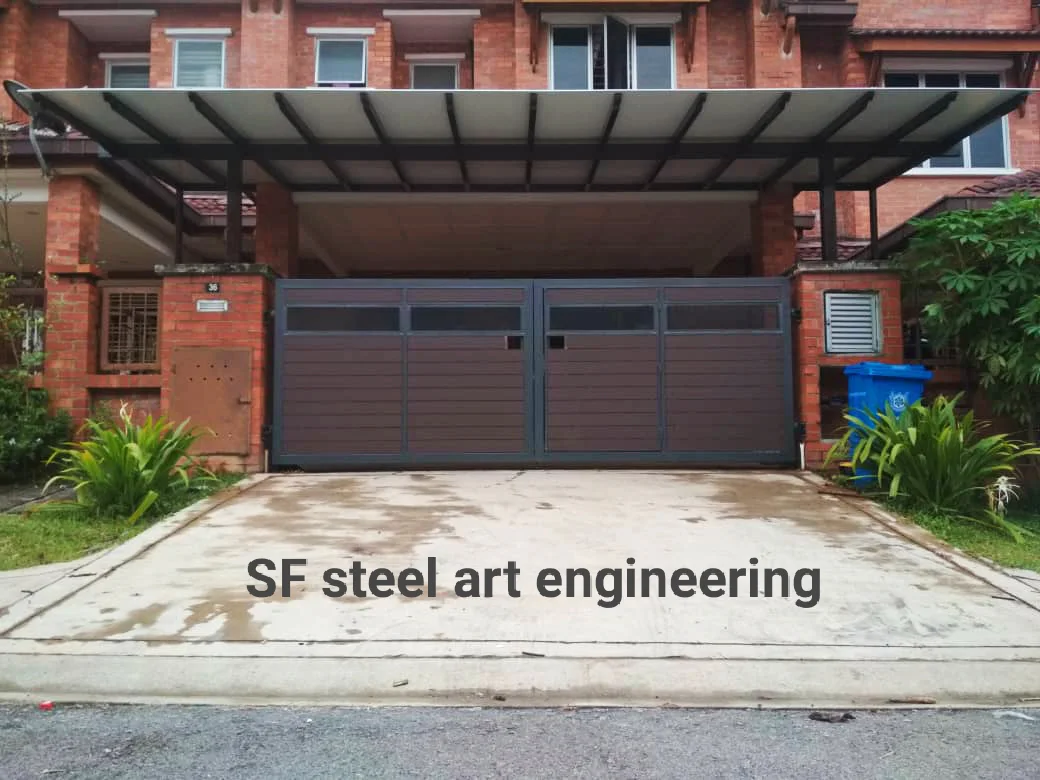 Projek main gate gelap dan awning