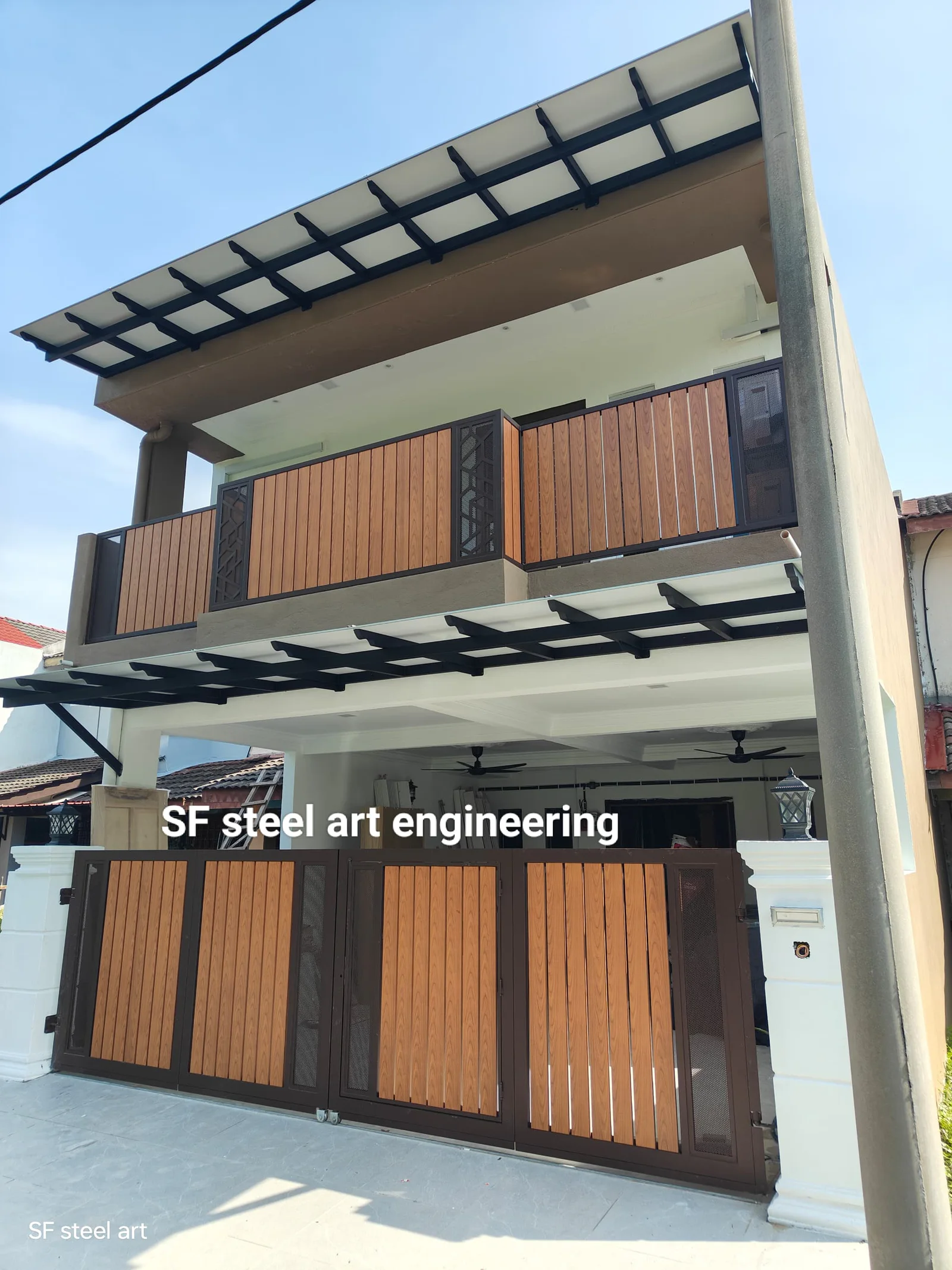 Projek gate dan awning rumah dua tingkat